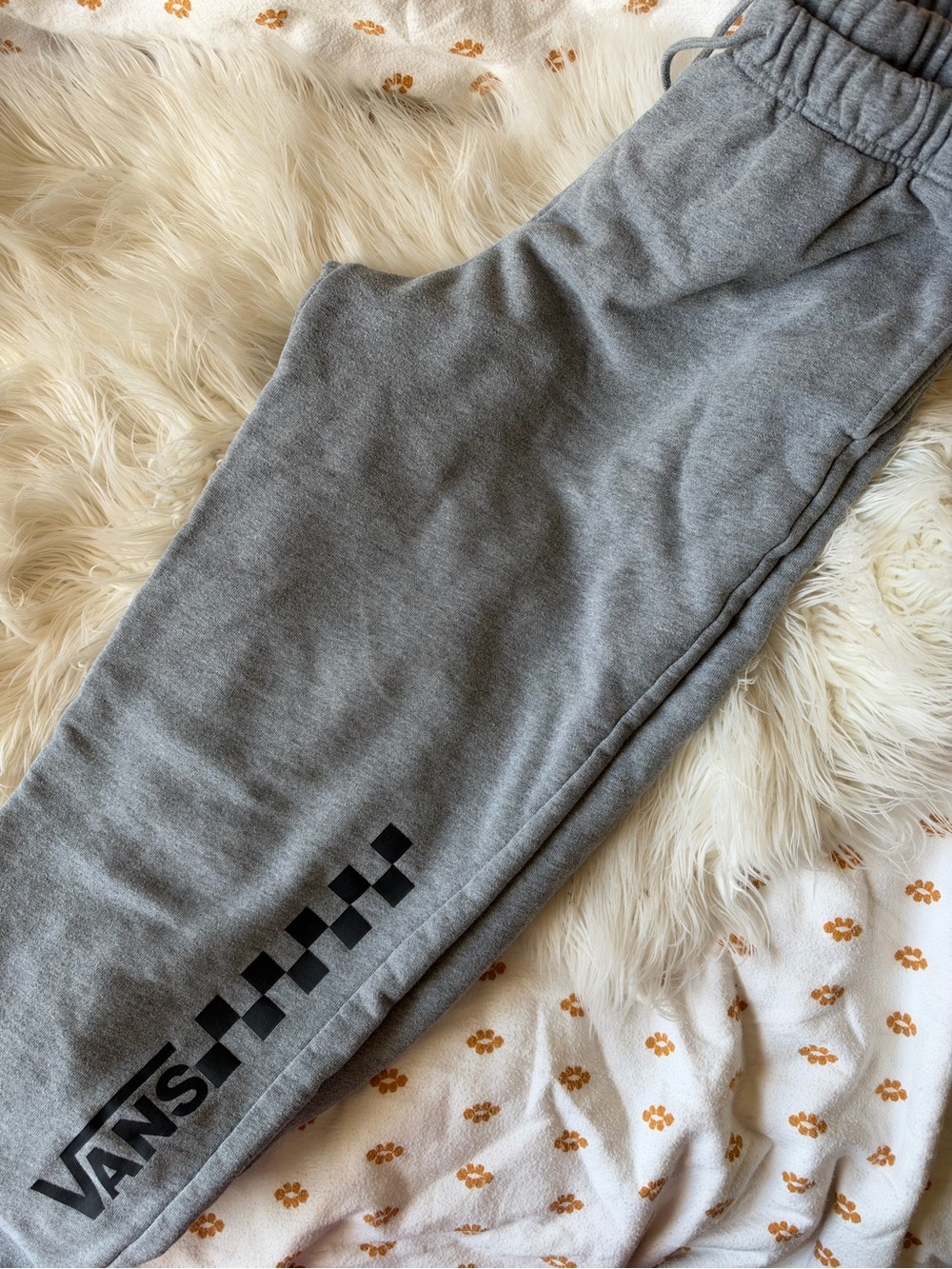 Vans Gray Track Joggers with Black Checker Logo